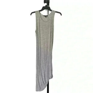 Express Grey & White Striped Ruched Maxi Dress Sz Large